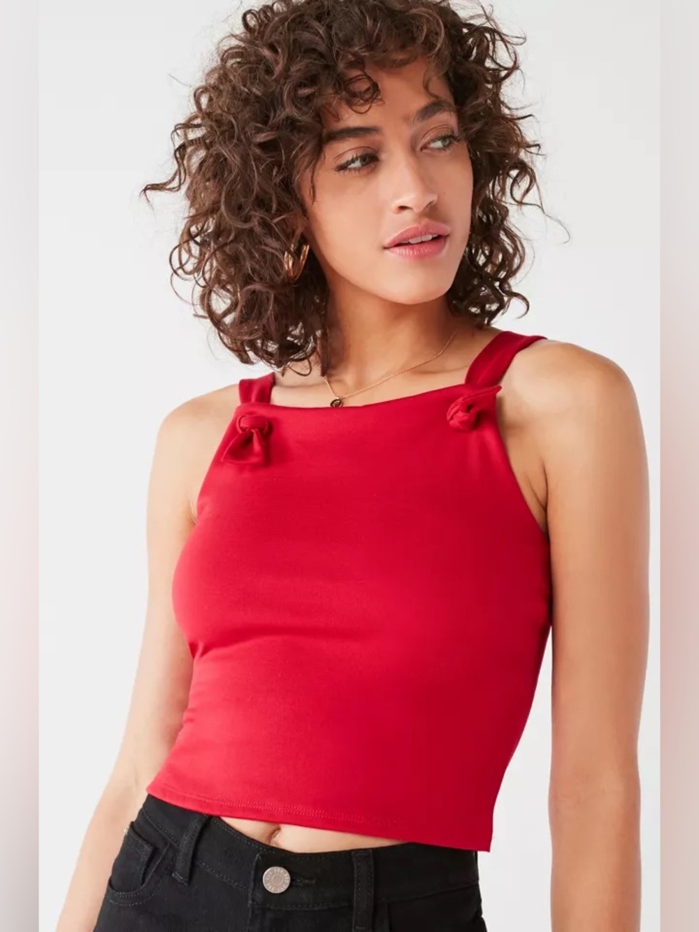 Urban Outfitters UO Rachel Tie-Front Apron Top in Red NWT M